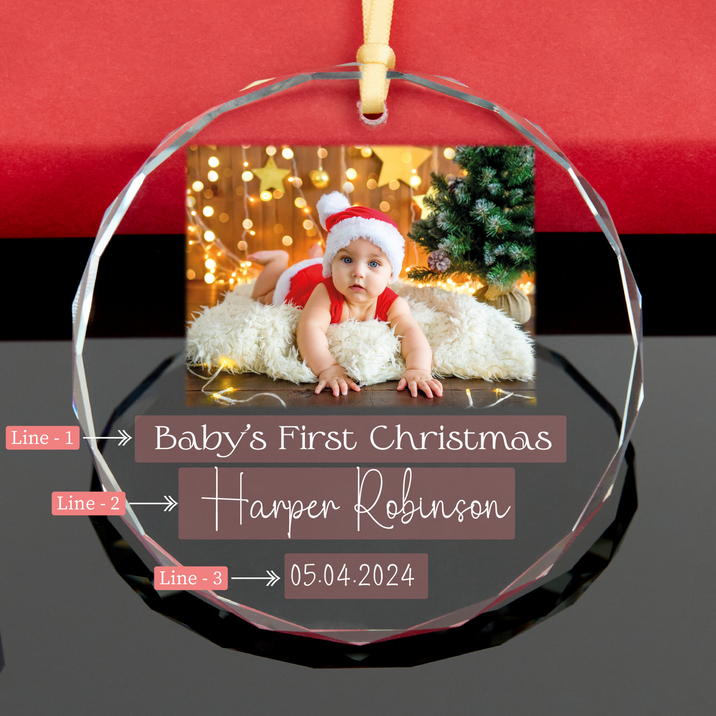 Personalized Baby's 1st Christmas GLASS Ornament