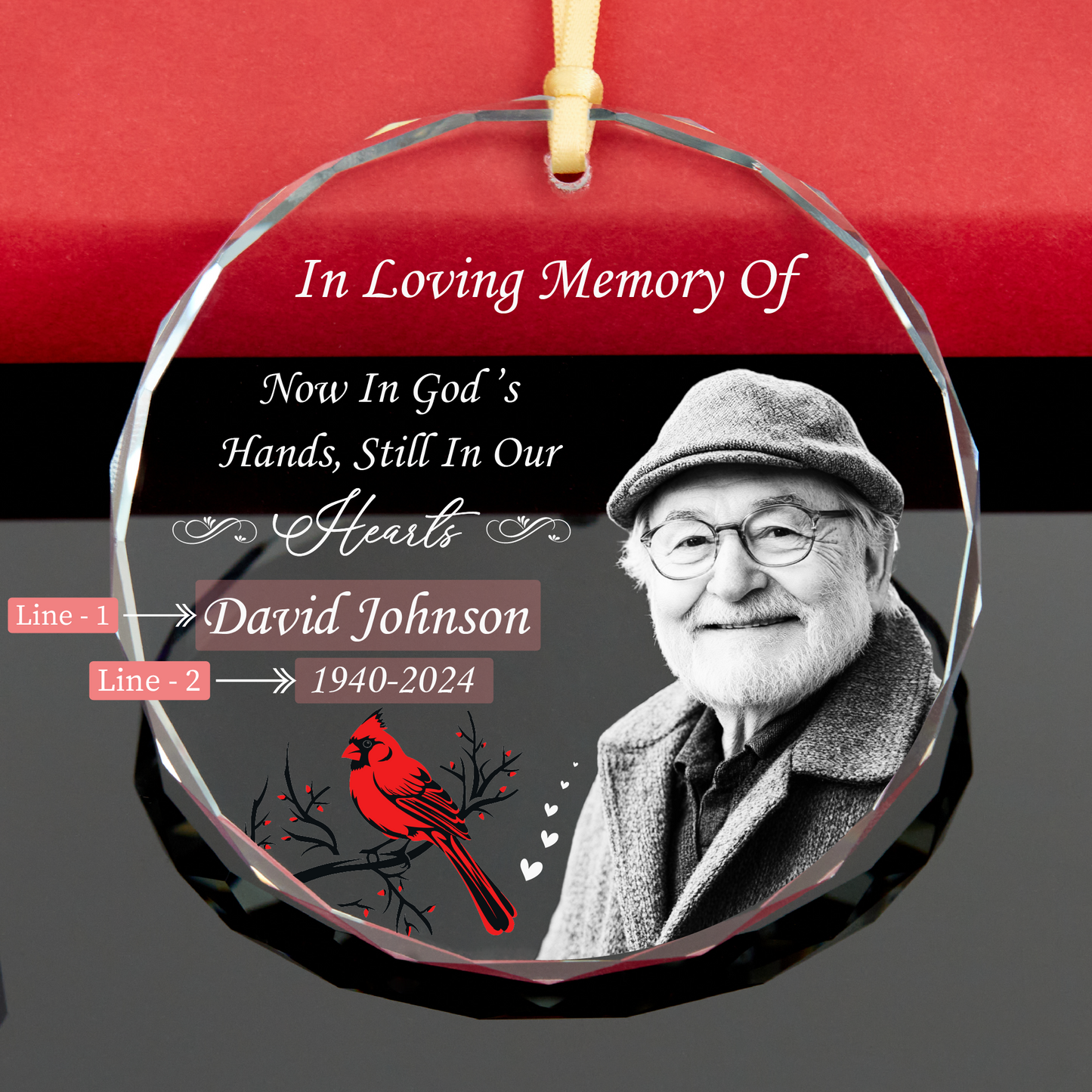 Personalized Memorial Portrait Glass Ornament