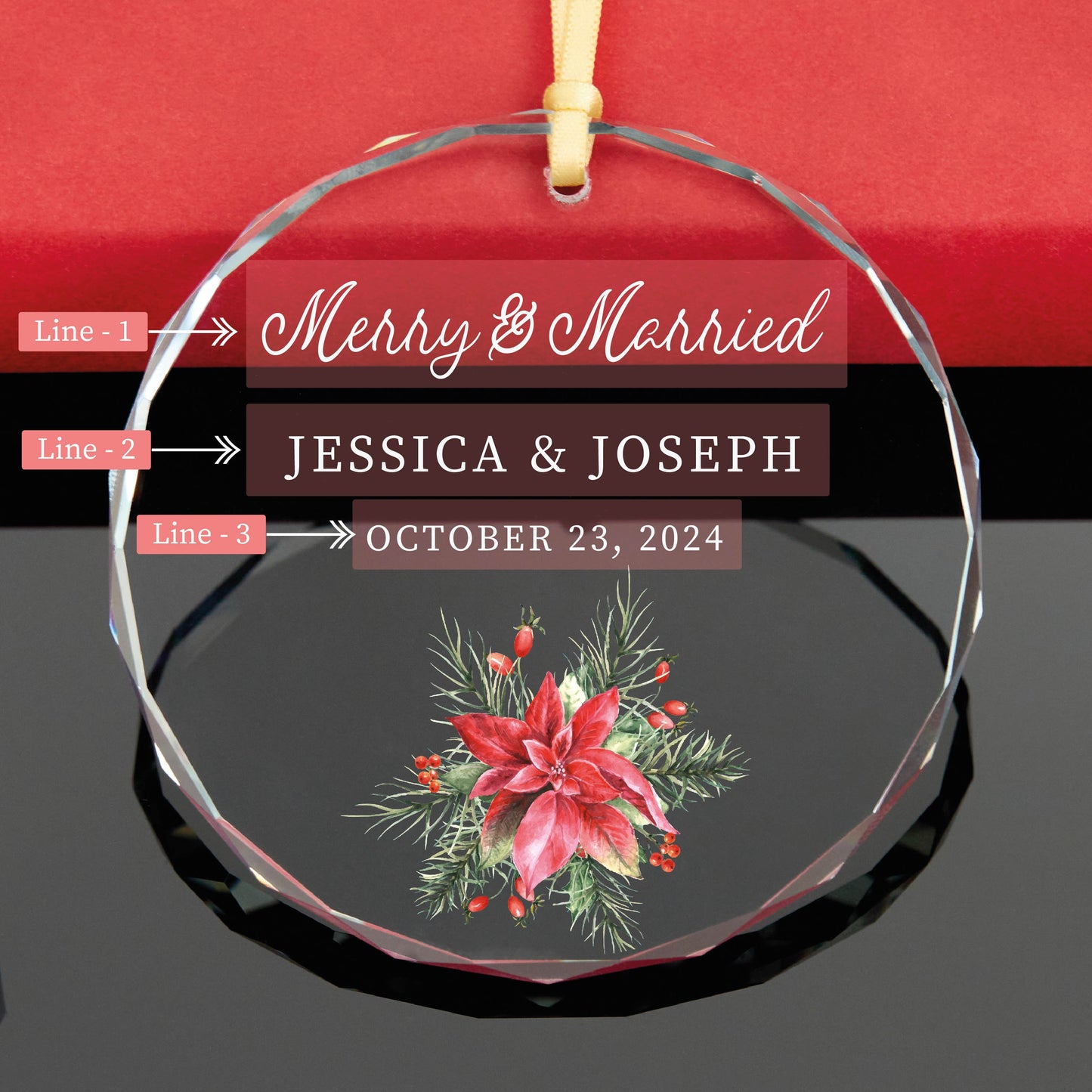 Personalized Merry and Married Christmas Ornament