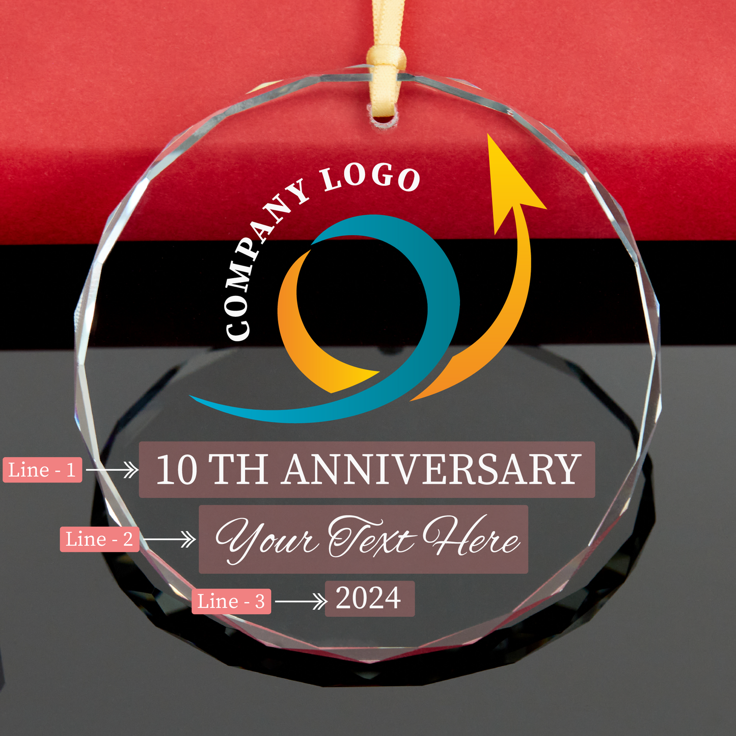 Company Logo GLASS Christmas Ornament, Bulk Christmas Ornaments