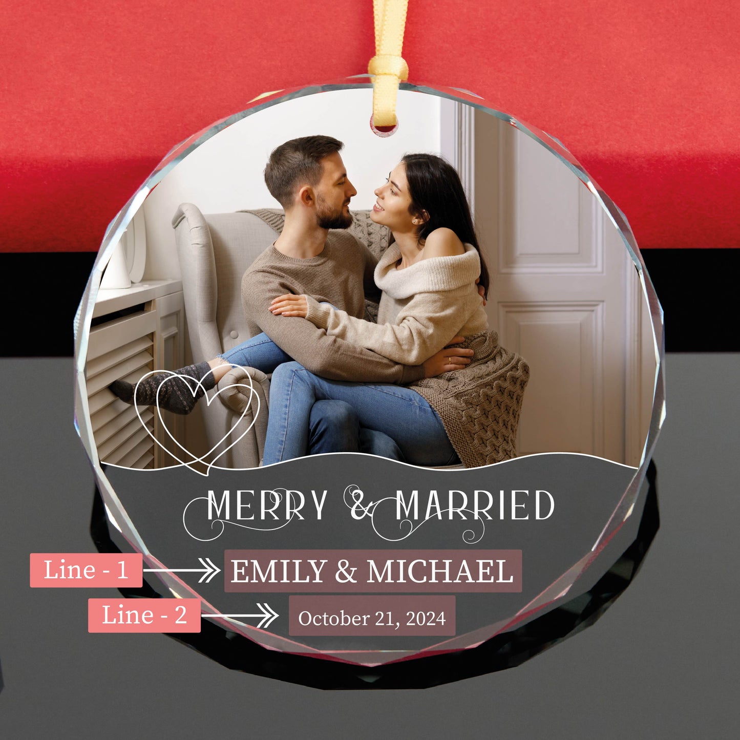 Personalized Merry and Married Christmas Ornament