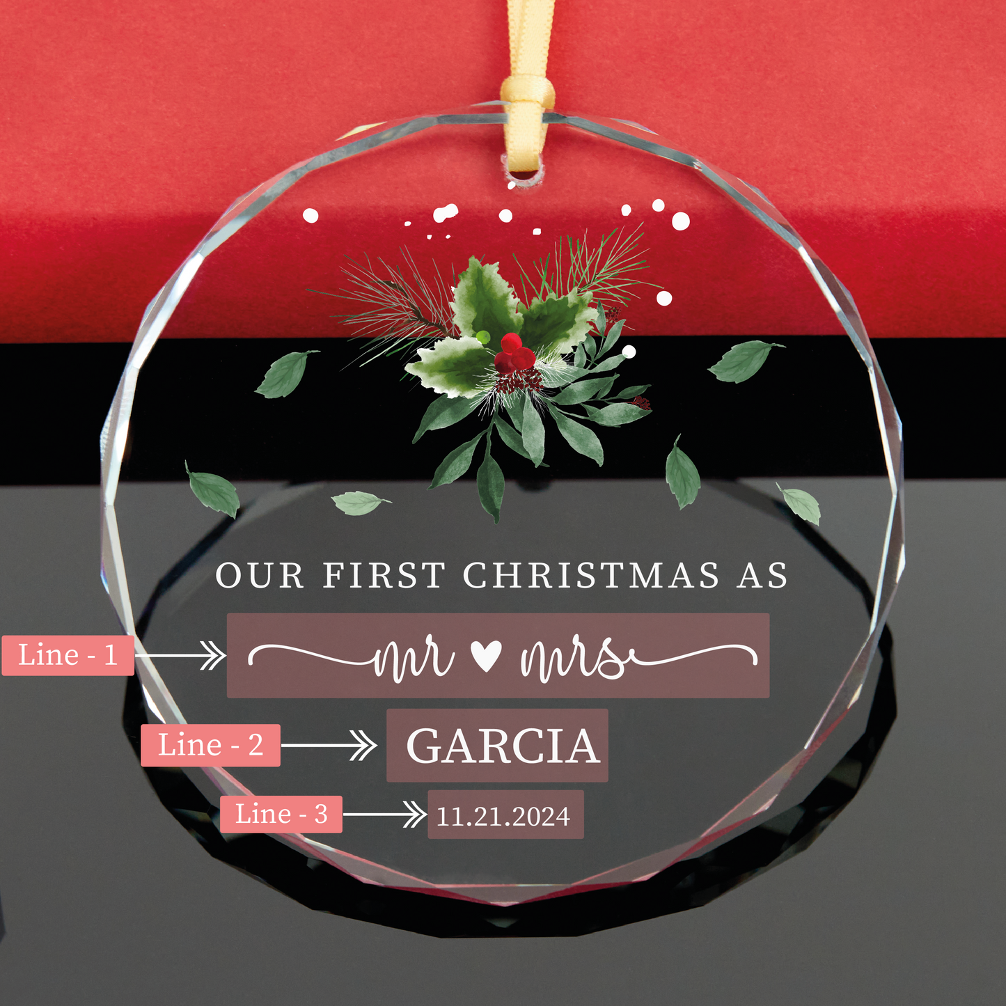 Personalized Mr and Mrs Married Christmas Ornament