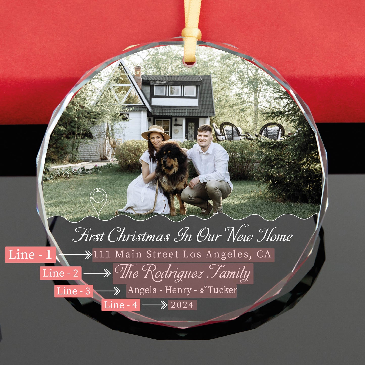 Personalized New Home Christmas Glass Ornament