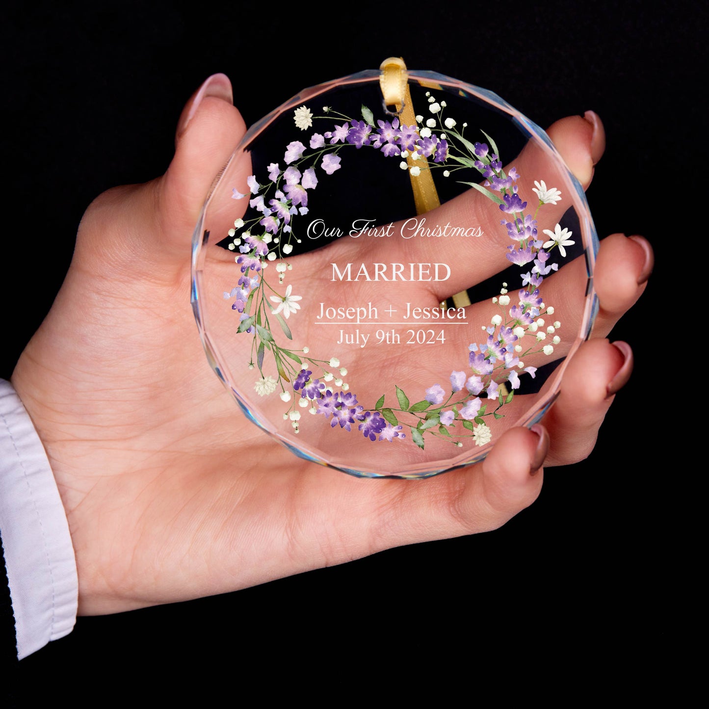 Our First Christmas Married Ornament • Lavander Christmas Ornament