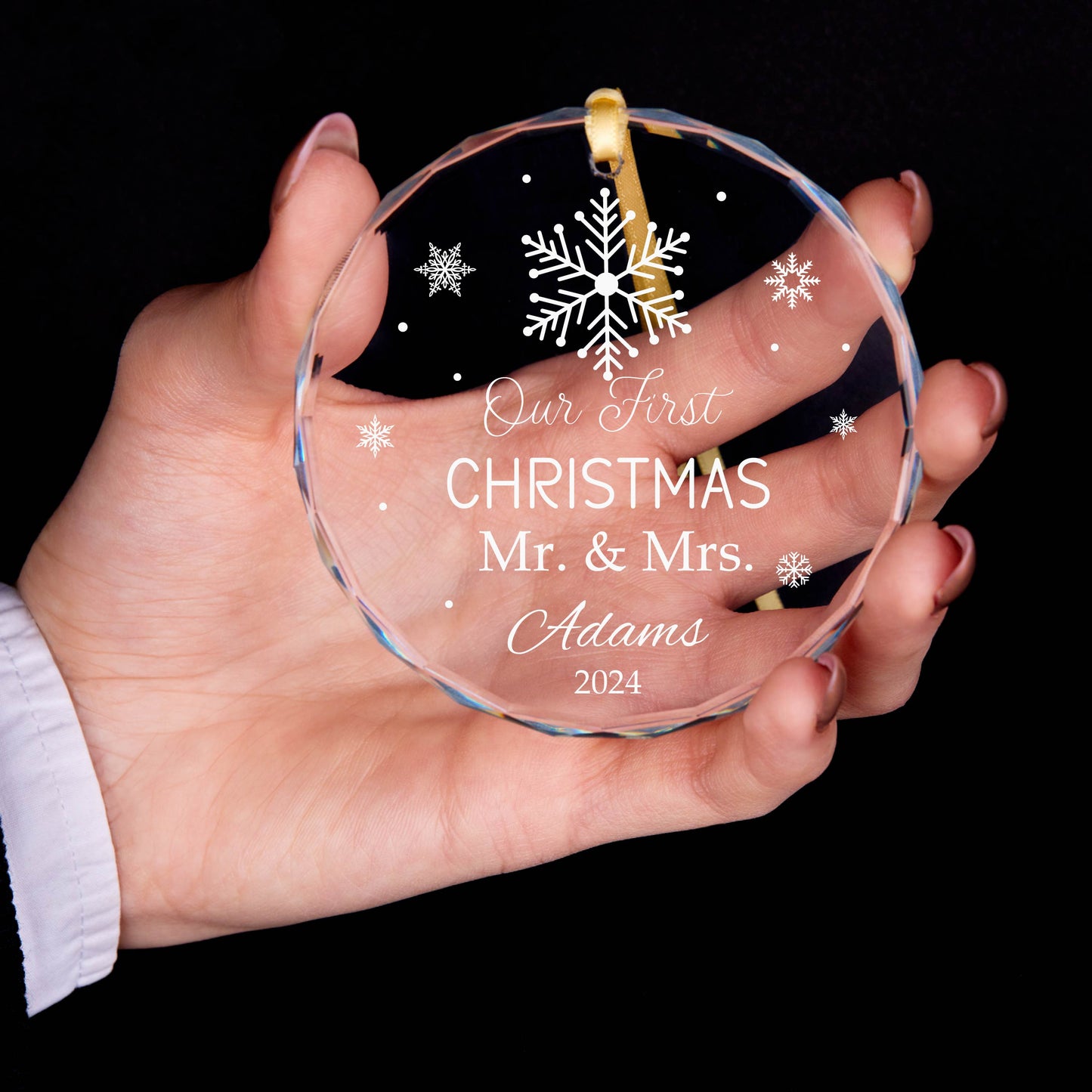 Snowflake First Christmas Married Ornament