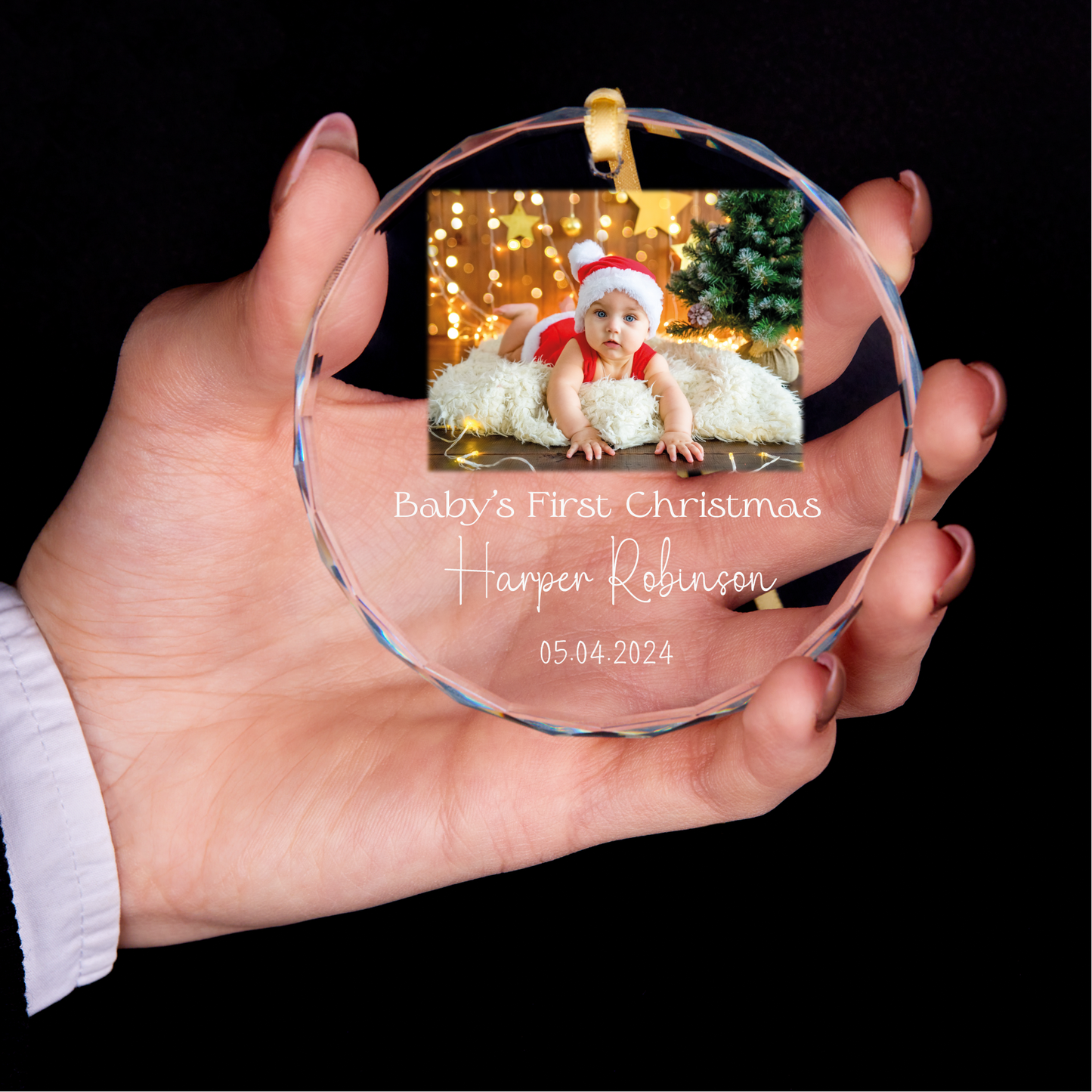 Personalized Baby's 1st Christmas GLASS Ornament