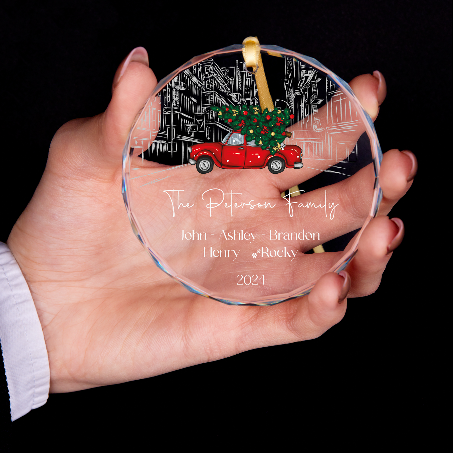 Personalized Family Christmas Ornament with Pet Names, Christmas Ornament 2024, Christmas Tree Ornaments