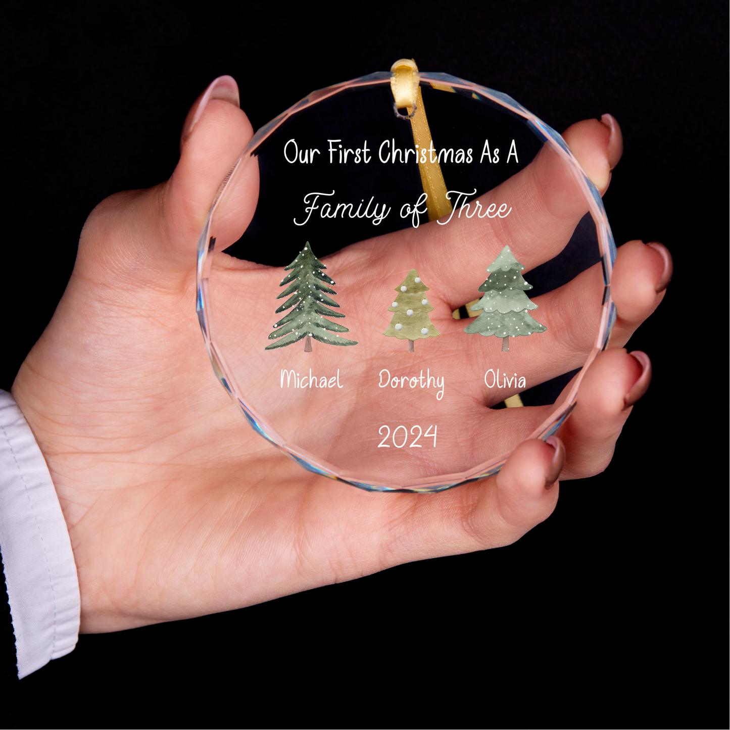 Personalized Family of Three Christmas Ornament