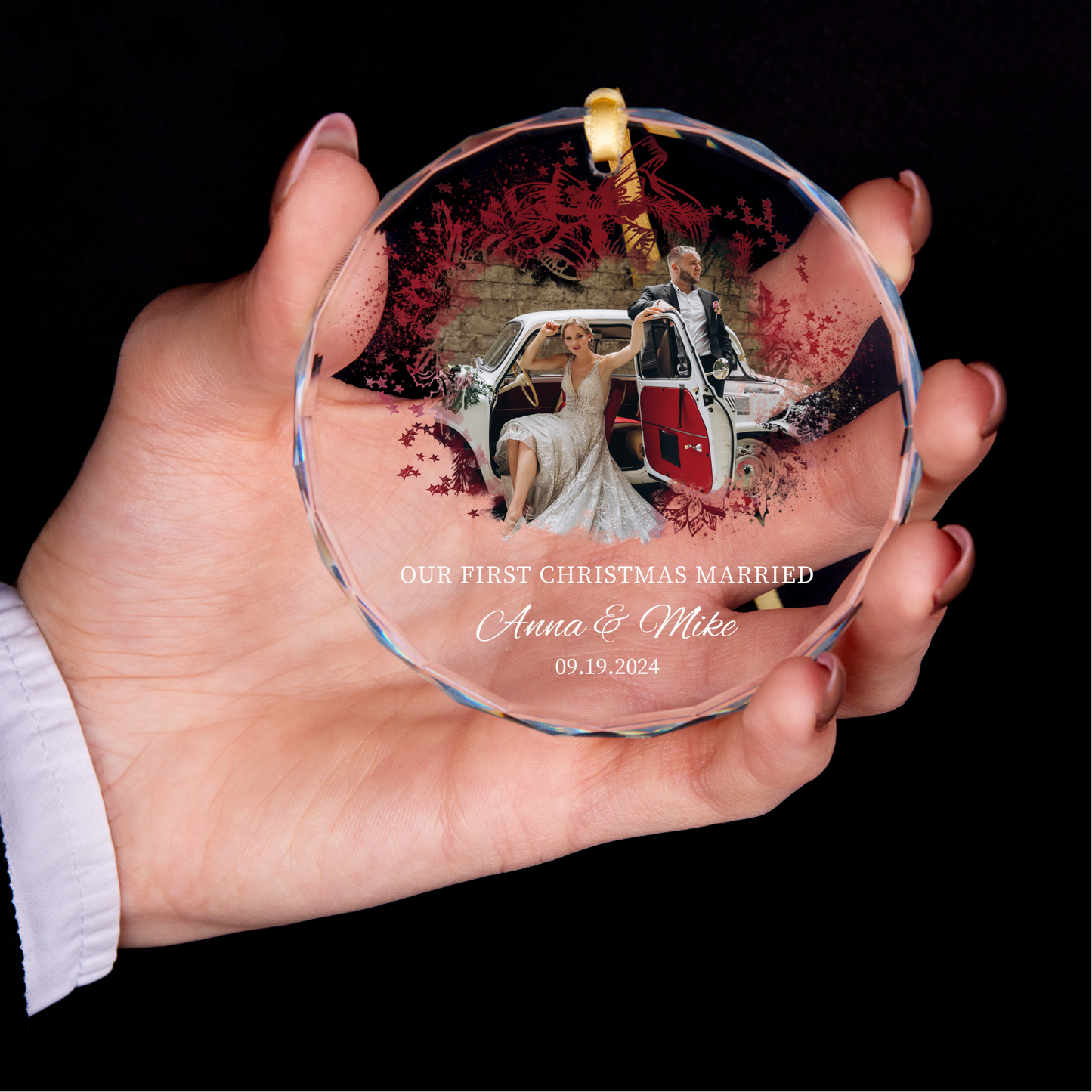 Personalized First Christmas Married Photo Ornament