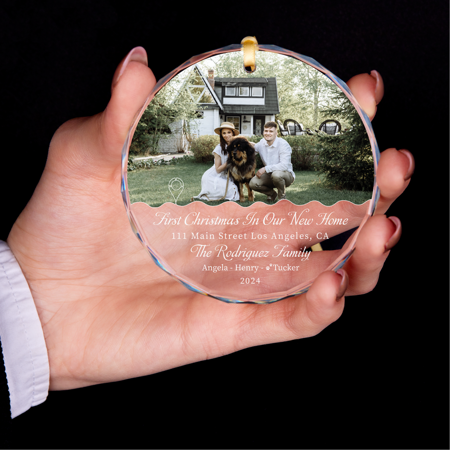 Personalized New Home Christmas Glass Ornament