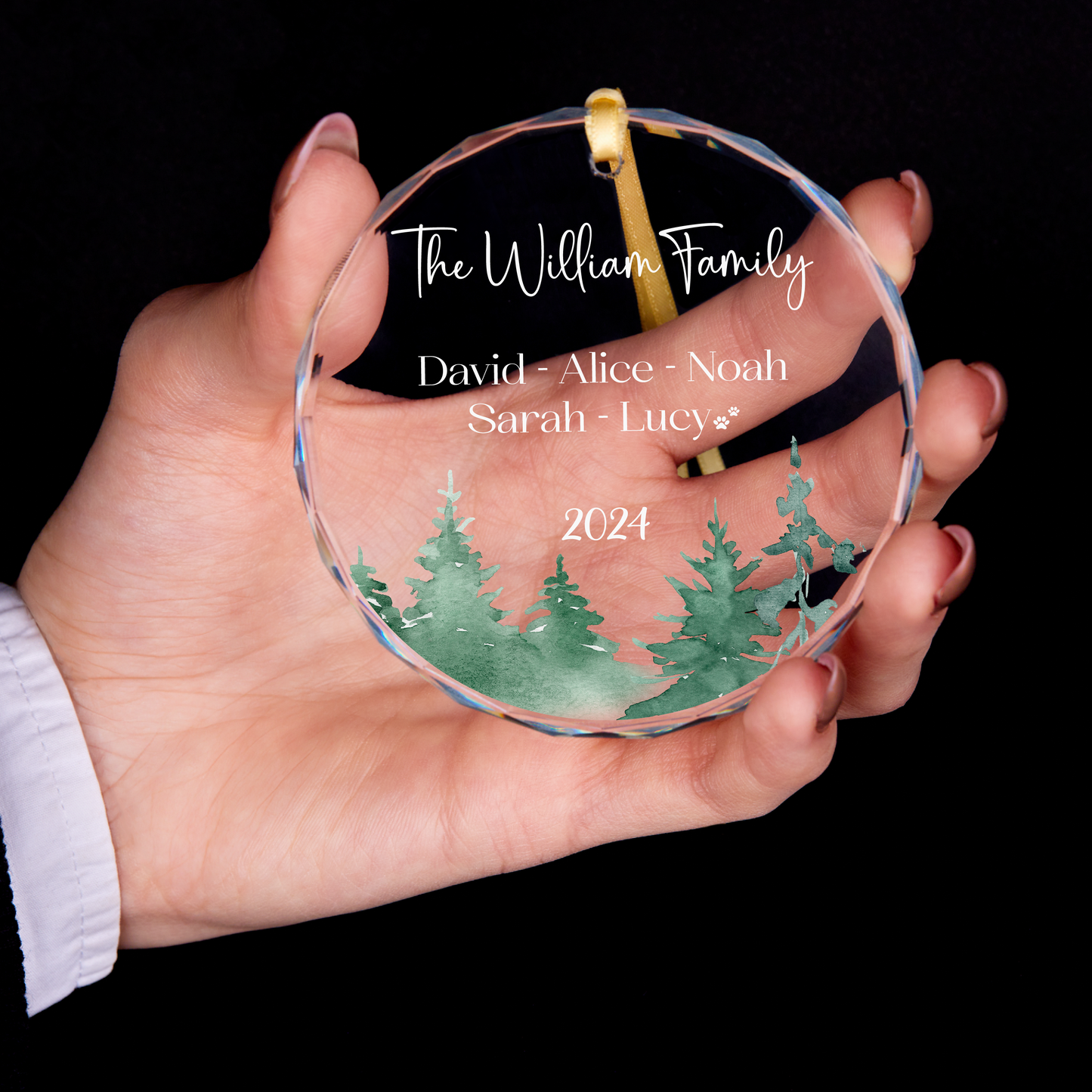 Personalized Family Christmas Ornament with Dog Name • Dog Paw Print Ornament