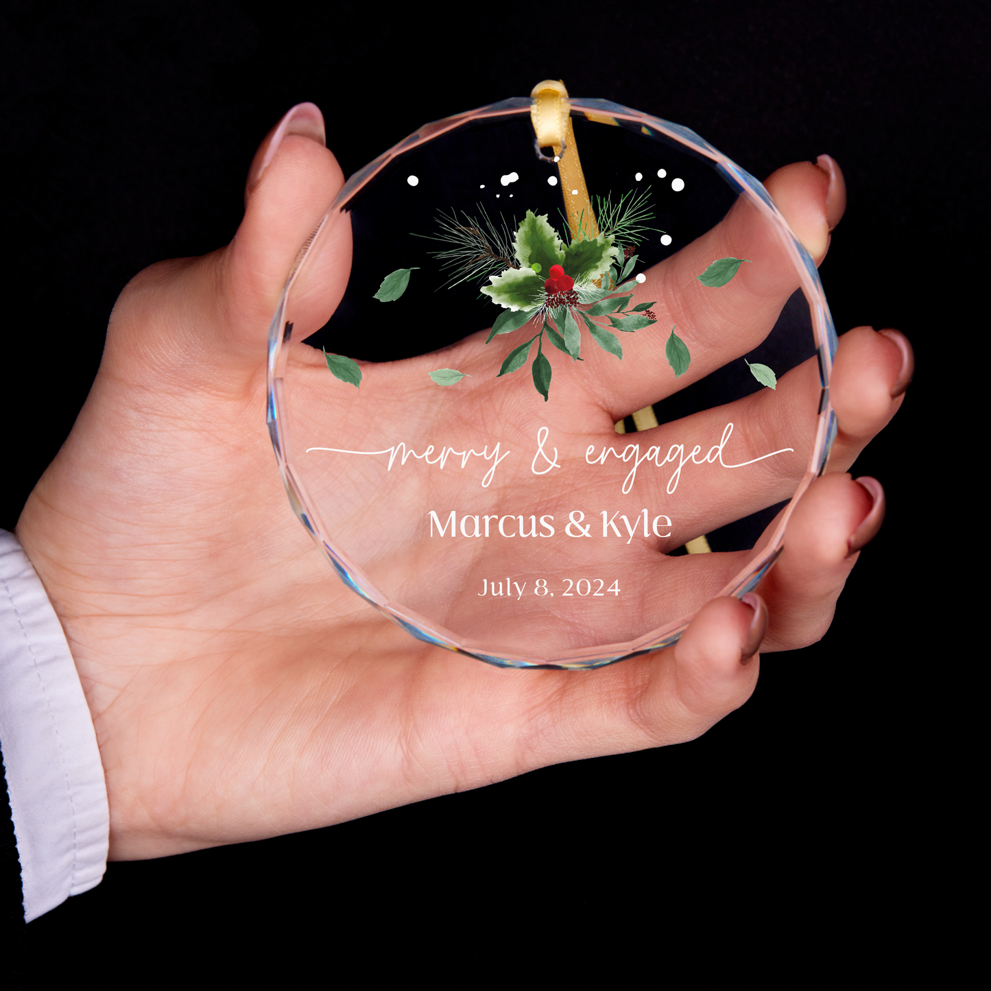 Personalized First Christmas Engaged Ornament