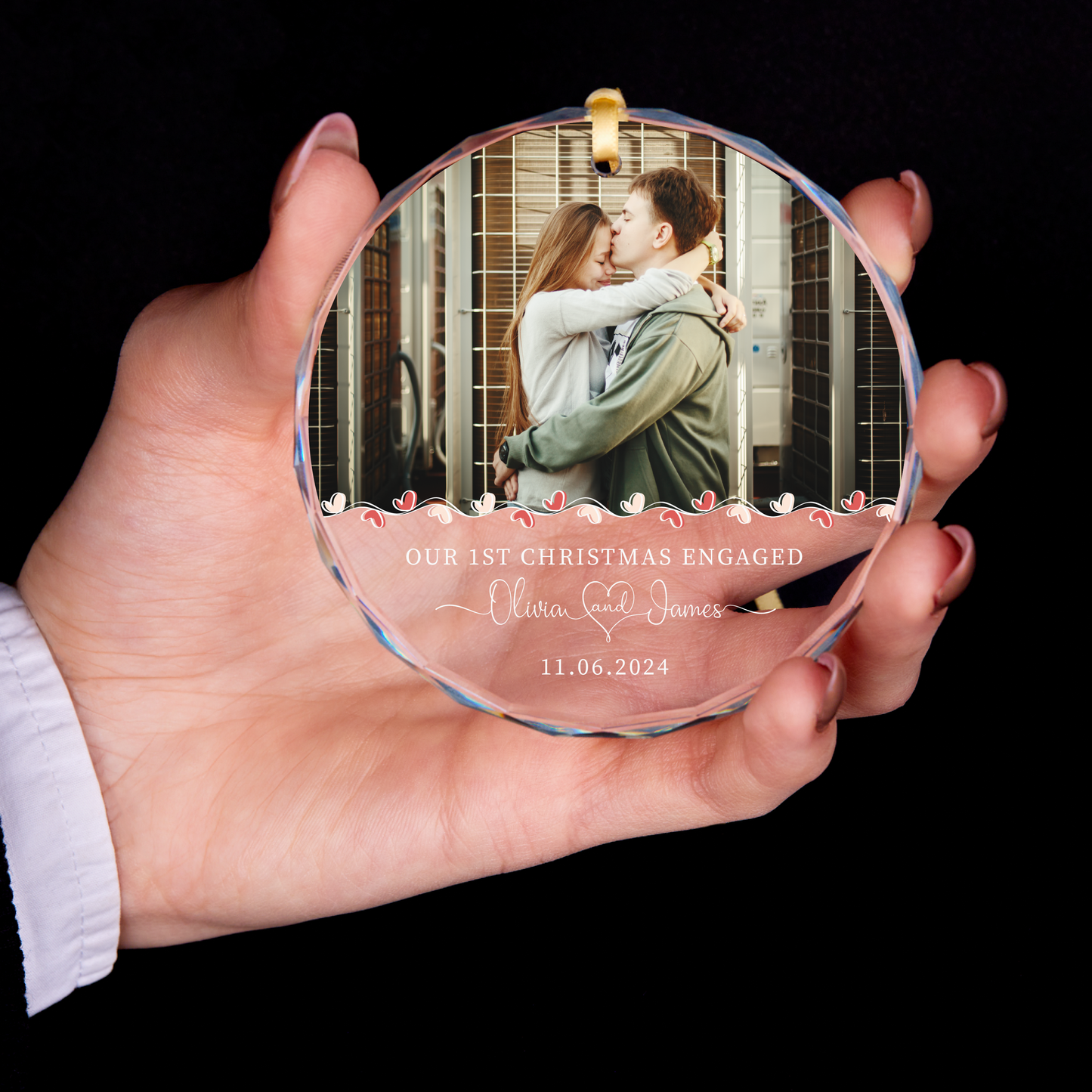 Personalized Our First Christmas Engaged Photo Ornament