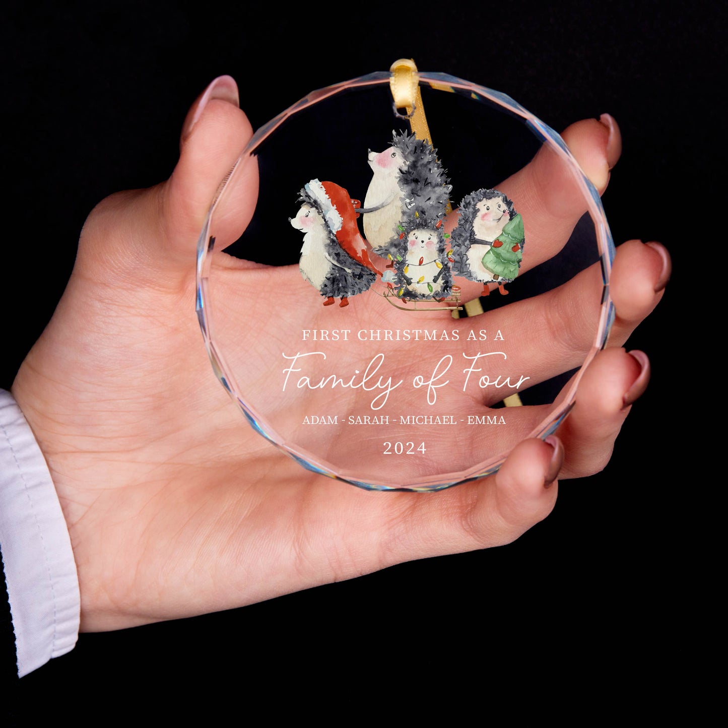 Personalized Family of Four Christmas Ornament
