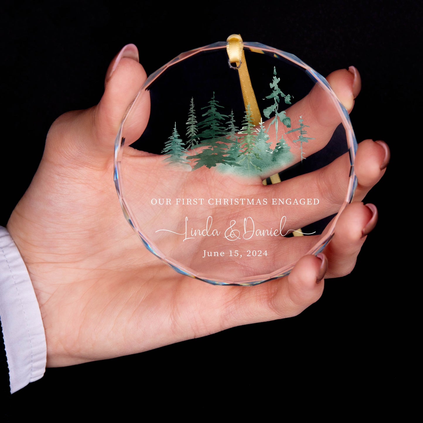 Personalized First Christmas Engaged Ornament