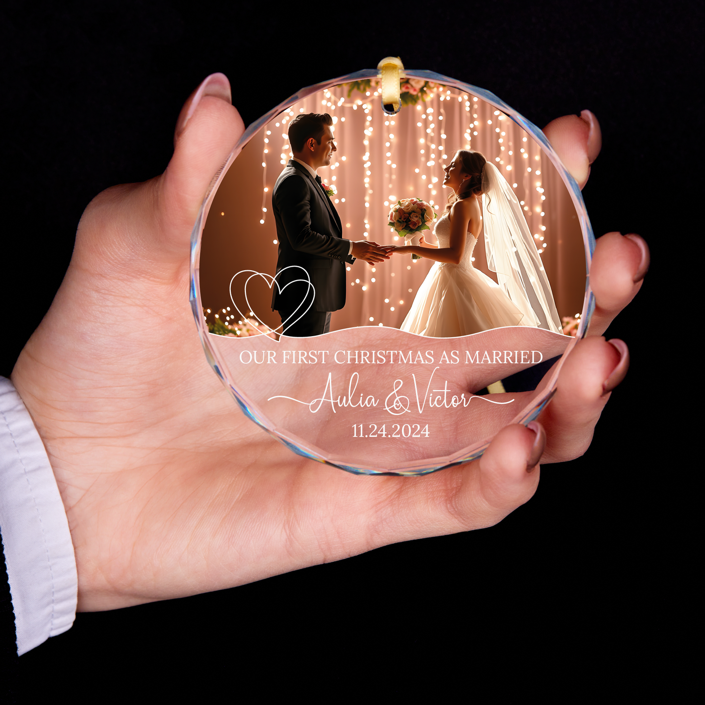Personalized Merry and Married Christmas Ornament