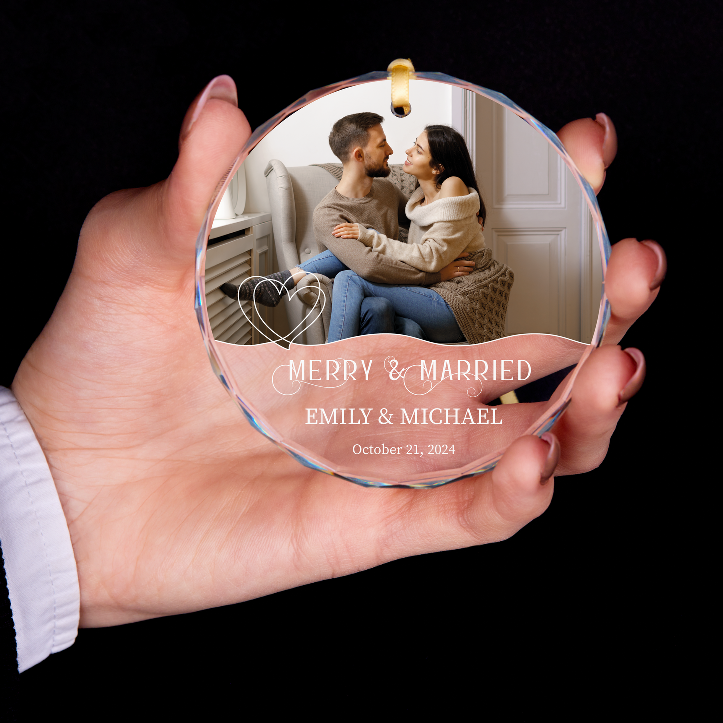 Personalized Merry and Married Christmas Ornament