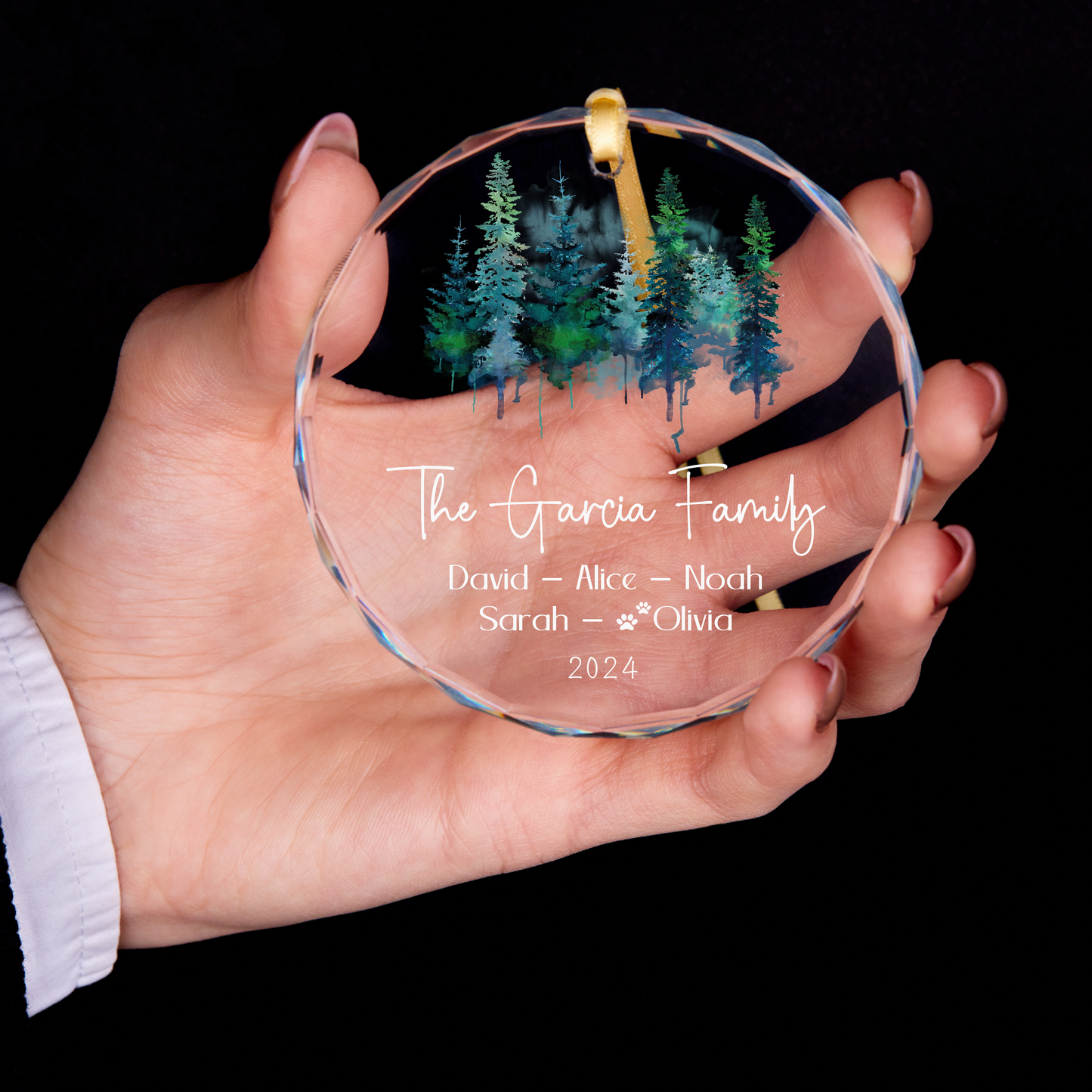 Personalized 2024 Family Christmas Ornament • Christmas Tree Glass Ornament