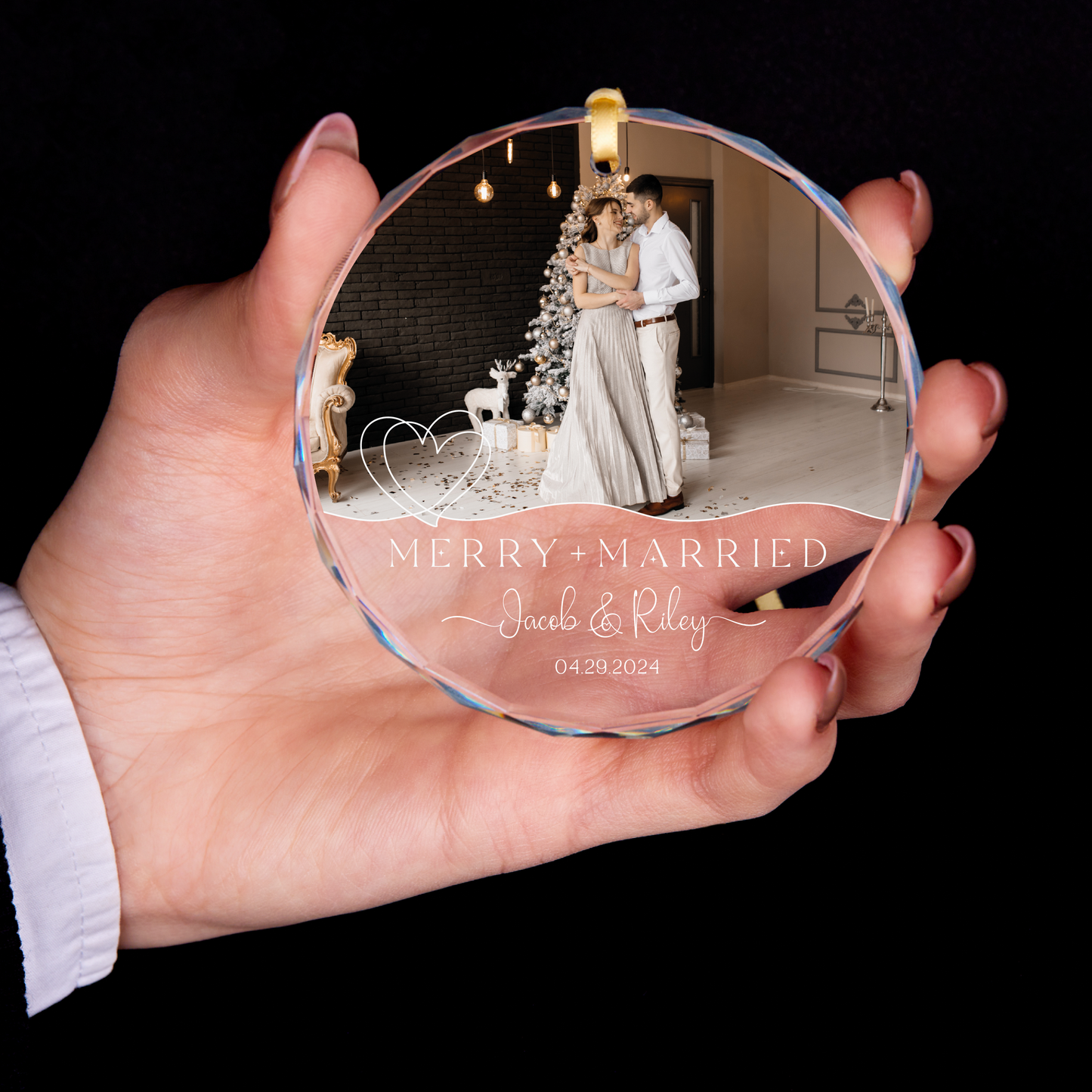 Personalized Merry and Married Christmas Ornament