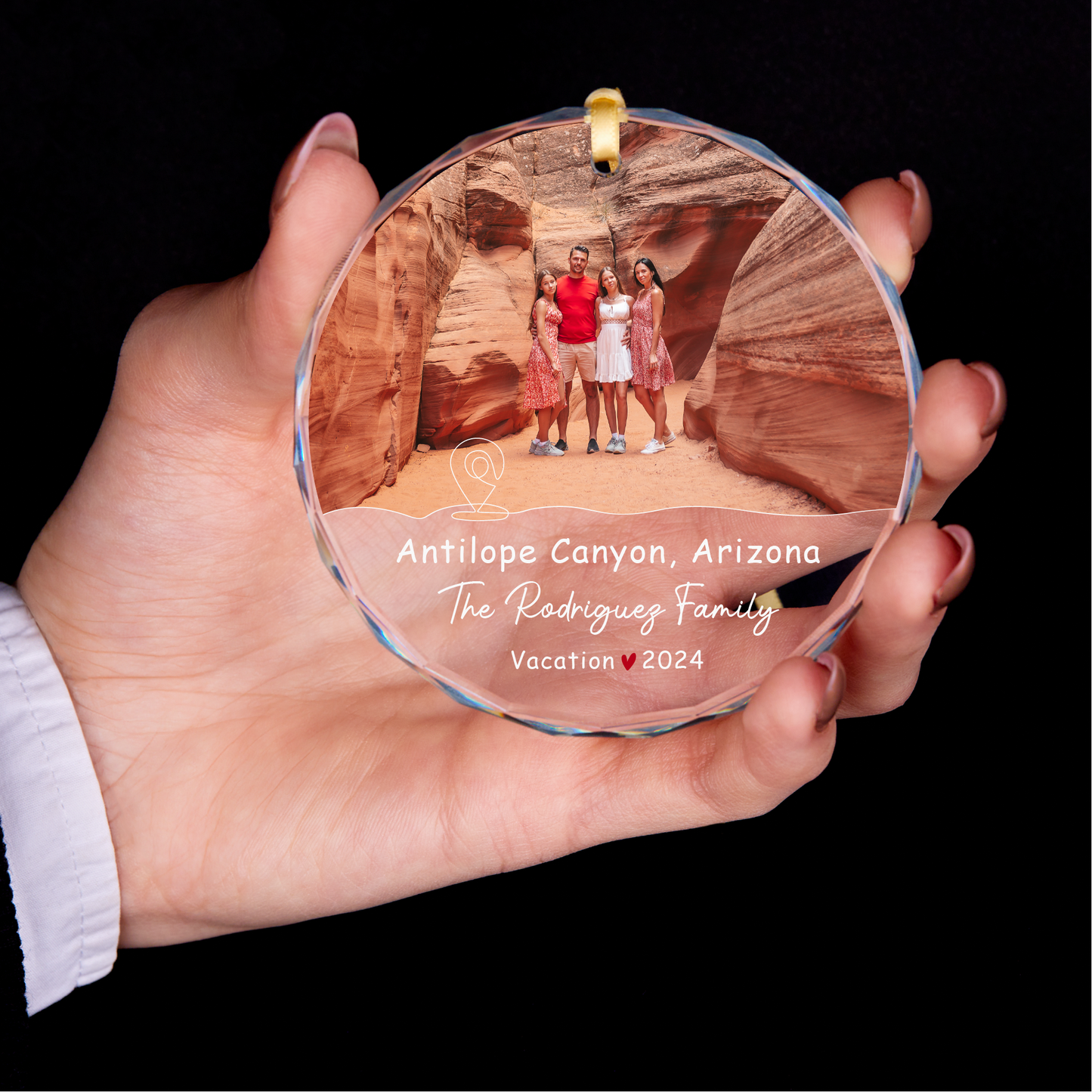 Personalized Family Trip Vacation Photo Christmas Ornament