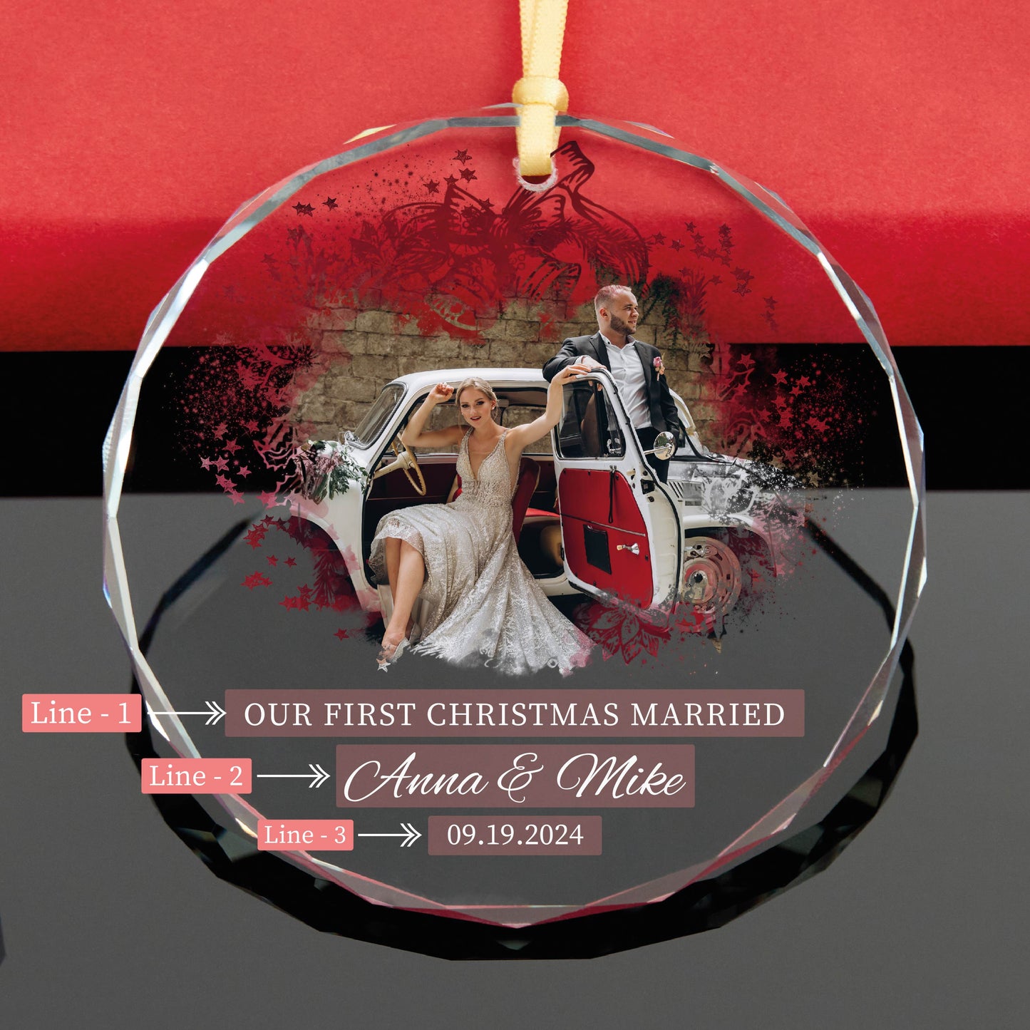 Personalized First Christmas Married Photo Ornament