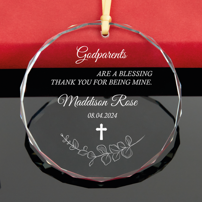 Personalized Baptism Ornament, Godparents Gift