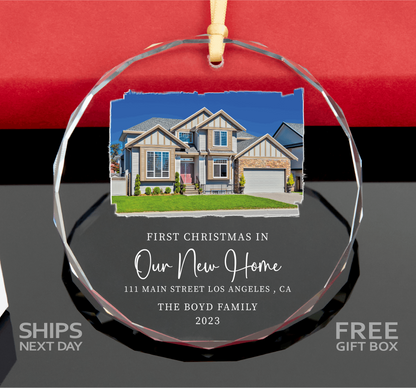 Personalized New Home Glass Ornament • First Christmas at New Address Ornament