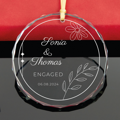 Line Flower Engaged Ornament