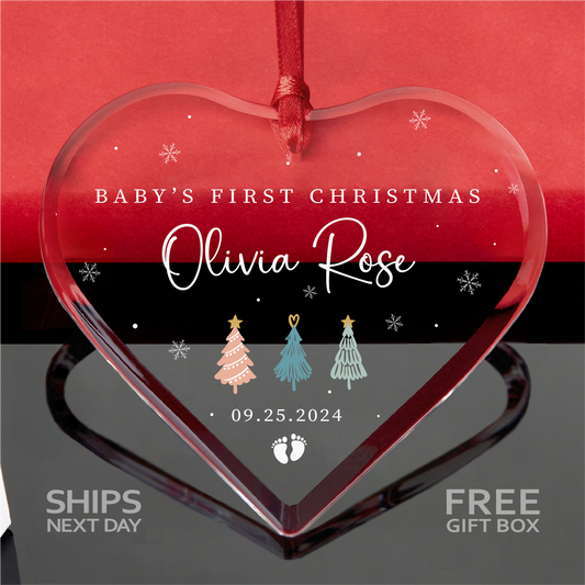 Personalized Baby's First Christmas GLASS Ornament