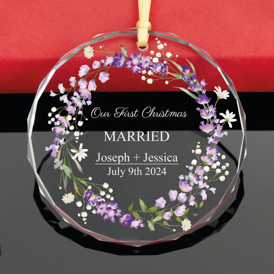 Our First Christmas Married Ornament • Lavander Christmas Ornament