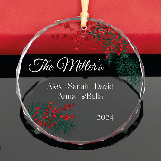 Personalized 2024 Family Christmas Glass Ornament