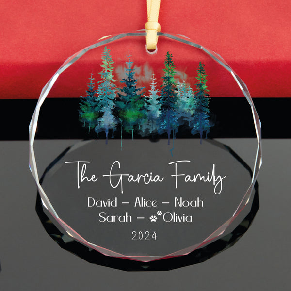 Watercolor Pines Family Ornament
