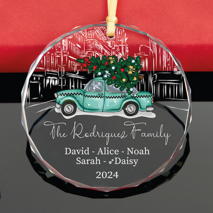 Personalized 2024 Family Christmas Ornament • Clear Glass Ornament