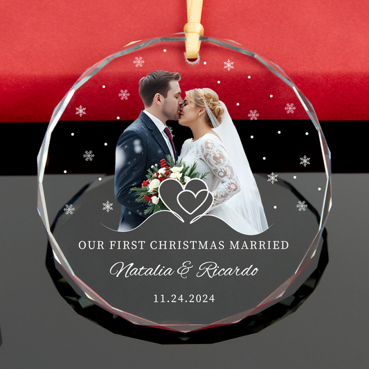 Personalized Married Photo Christmas Ornament