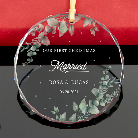 Personalized First Christmas as Married Ornament, Mr and Mrs Glass Ornament