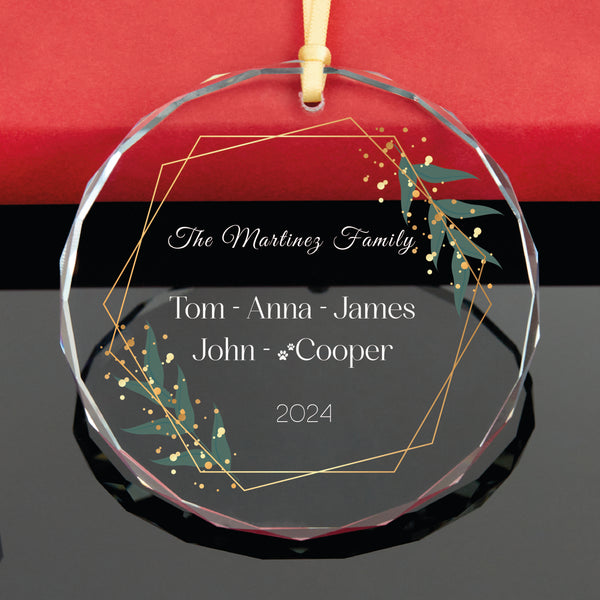 Geometric Frame Family Ornament with Pet Names