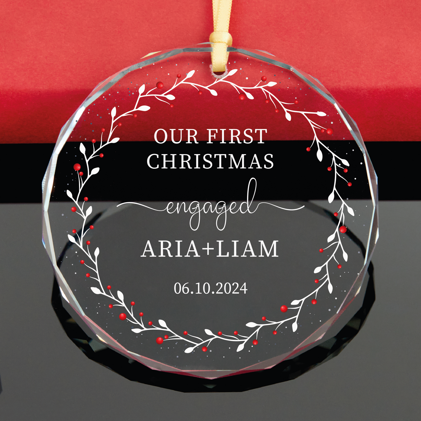 Personalized First Christmas Engaged Ornament, Christmas Ornaments 2024