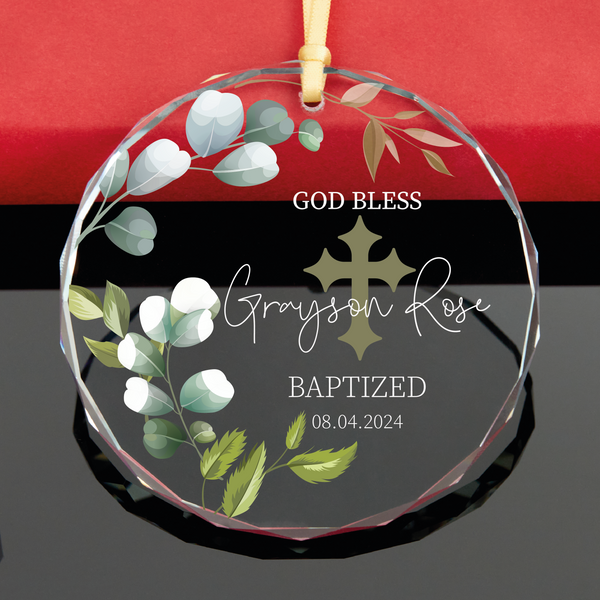 Personalized God Bless Baptism Christmas Ornament