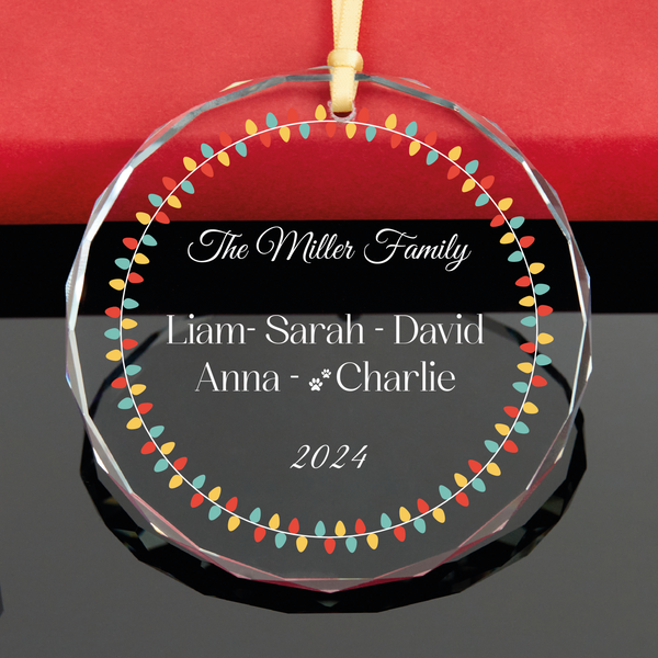 Berry Wreath Family Ornament with Pet Names