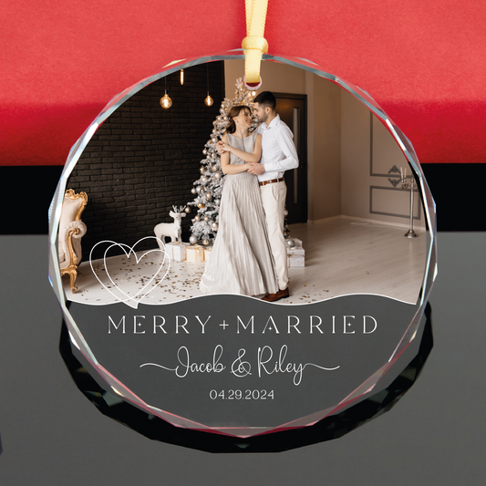 Personalized Merry and Married Christmas Ornament