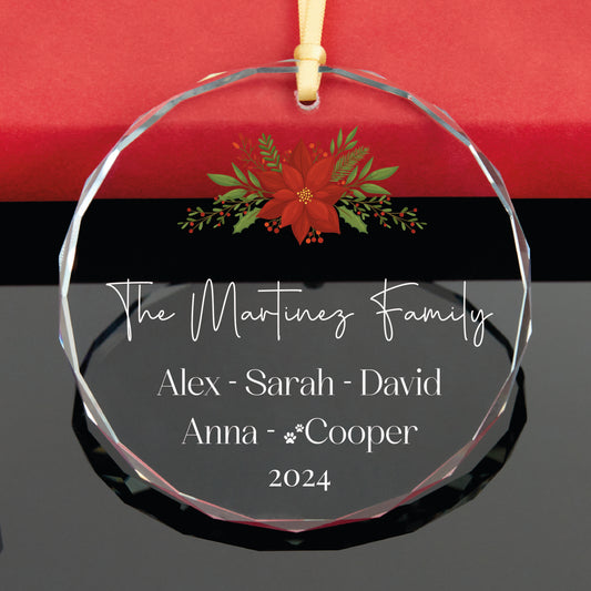 Personalized 2024 Family Christmas Glass Ornament