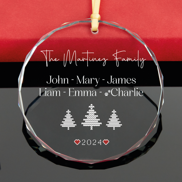 Little Pines Family Ornament with Pet Names