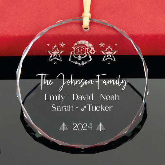 Personalized Santa Family Christmas Ornament with Dog Names • 2024 Christmas Tree Ornament