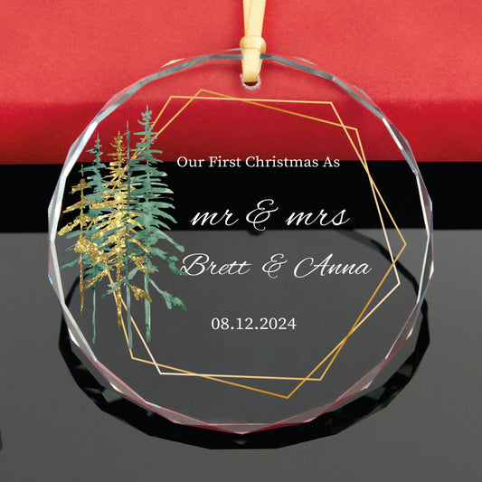 Personalized Married Mr and Mrs Christmas Ornament