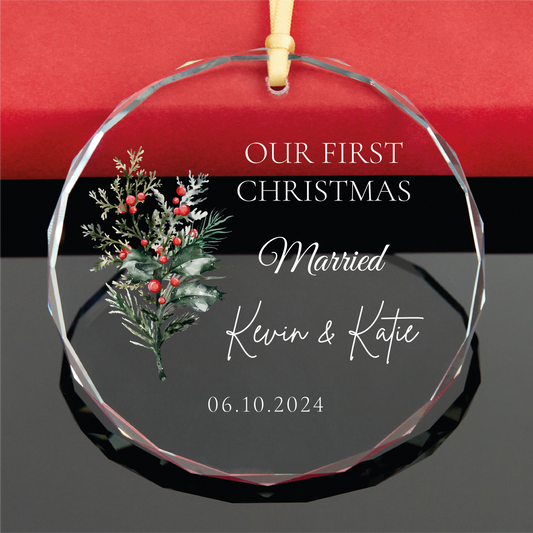 Personalized Our First Christmas Married Ornament