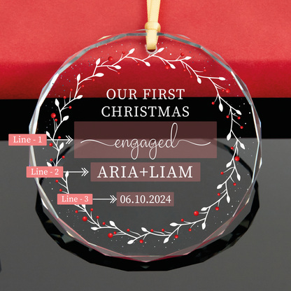 Personalized First Christmas Engaged Ornament, Christmas Ornaments 2024