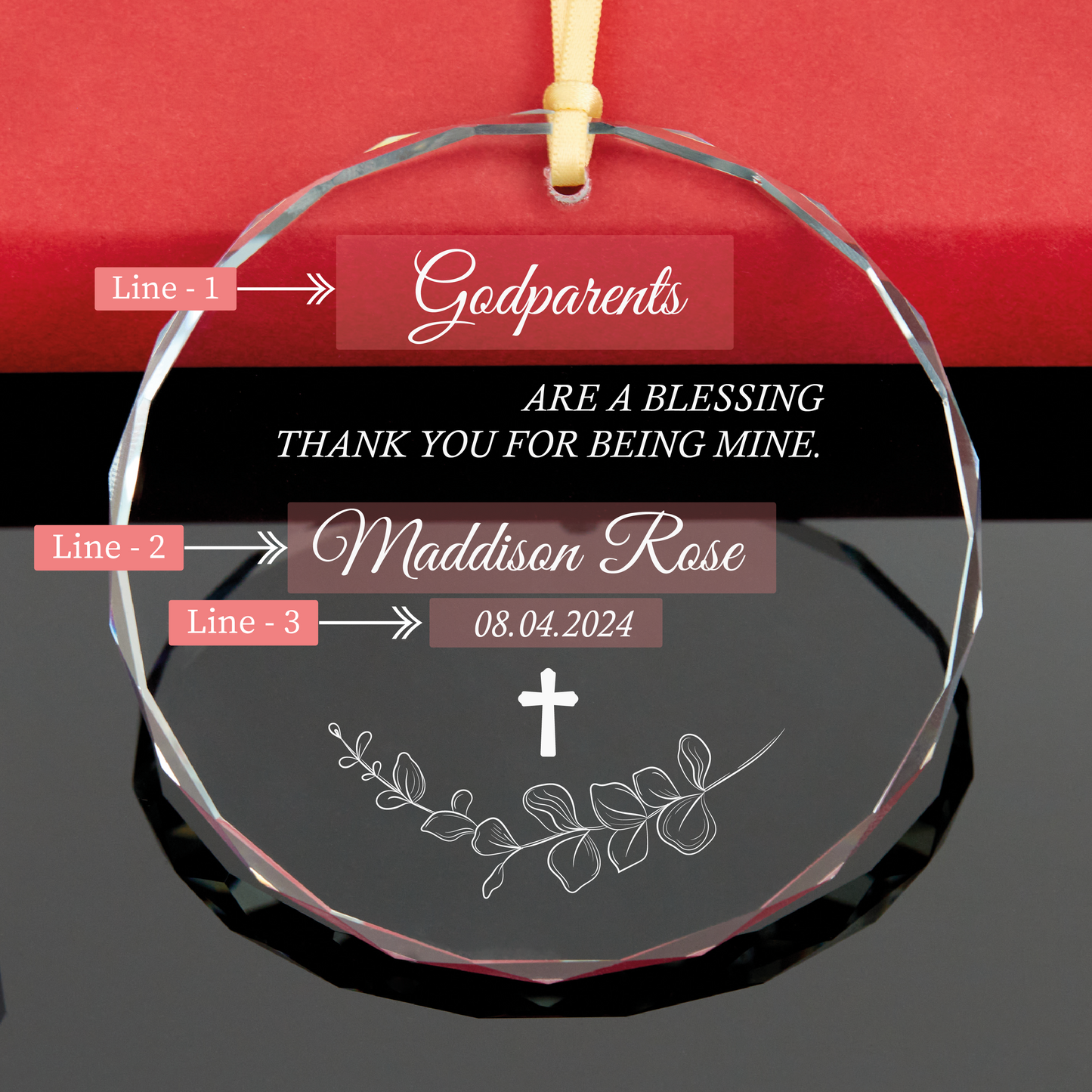 Personalized Baptism Ornament, Godparents Gift