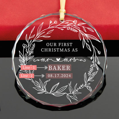 Personalized Our First Christmas as Mr and Mrs Ornament