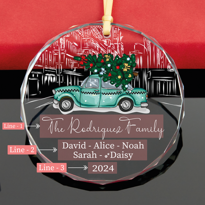 Personalized 2024 Family Christmas Ornament • Clear Glass Ornament