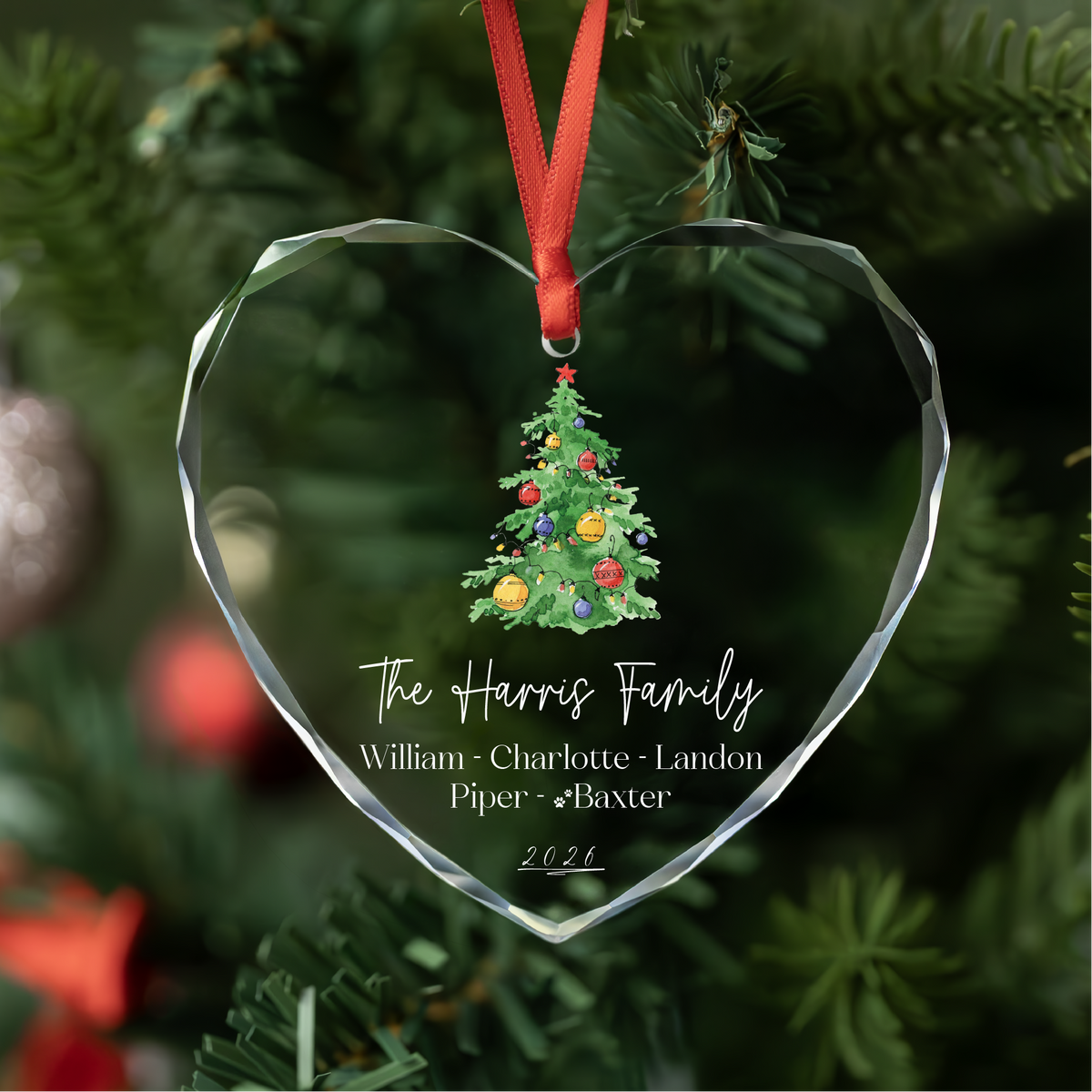 Christmas Tree Family Ornament with Pet Names